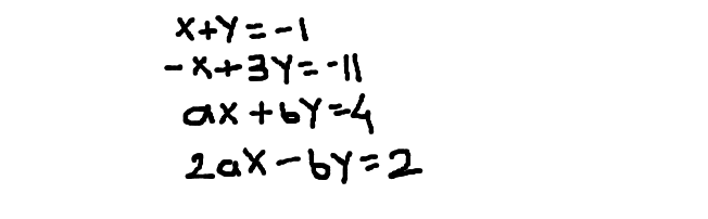 Find the constants a and b from 4 given equations